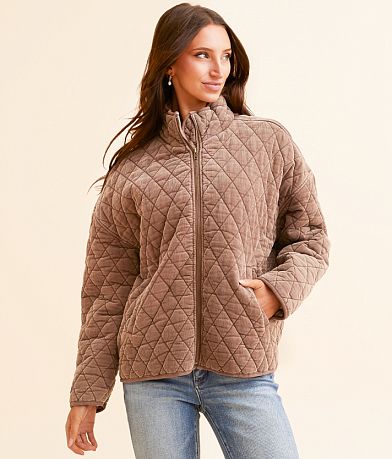 BKE Diamond Quilted Corduroy Shacket full left side view