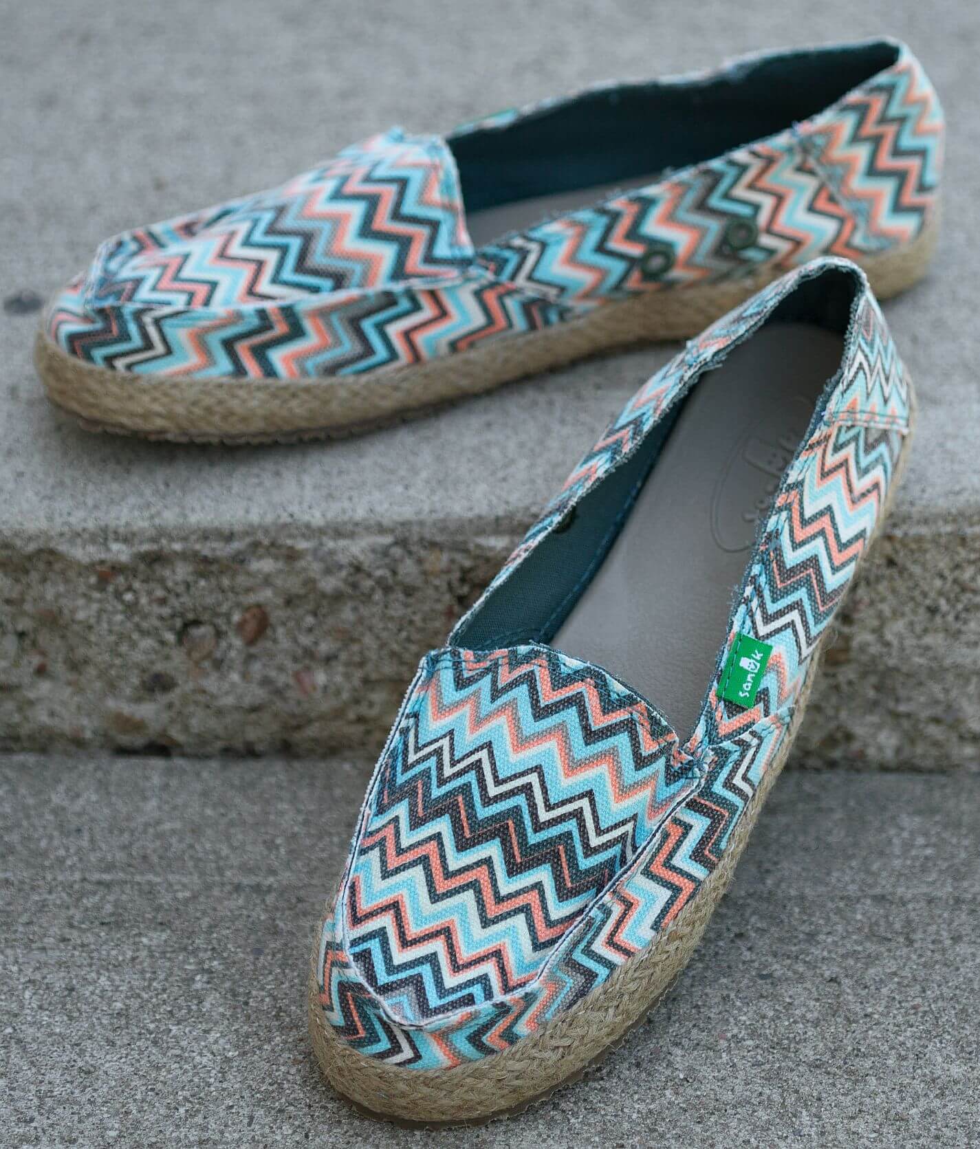 Sanuk Funky Fiona Donna Chevron Slip On Espadrille Shoes Size