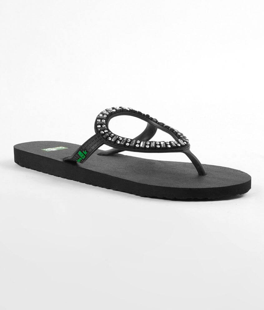 Sanuk Sanuk Sandals Size 7-8 Ibiza Monaco Thong Sandal Black Rubber