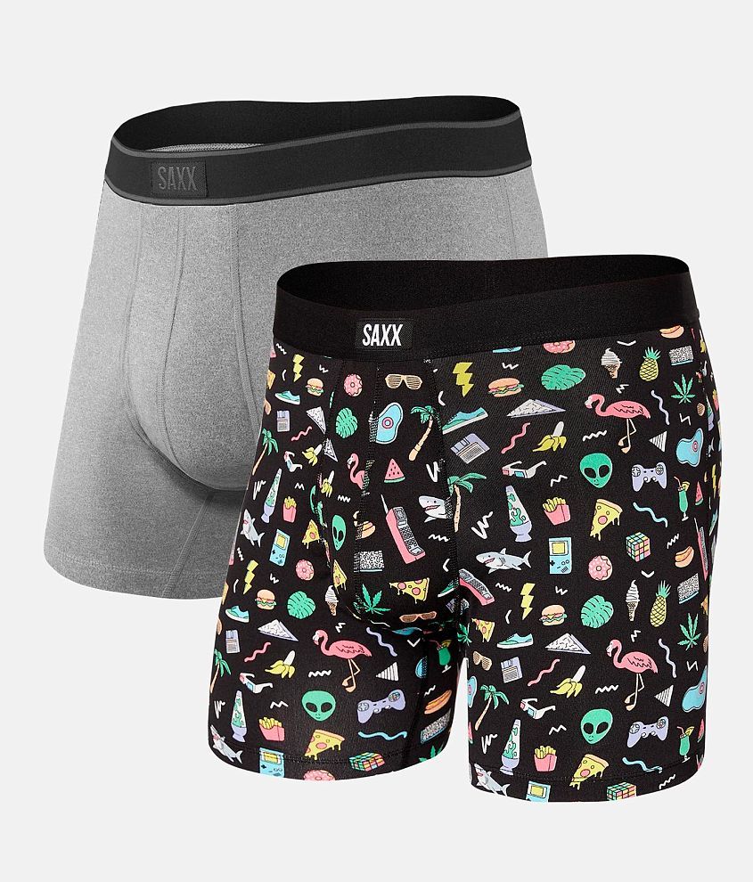 SAXX Daytripper 2 Pack Stretch Boxer Briefs - Men's Boxers in Fun Bits Grey  Heather