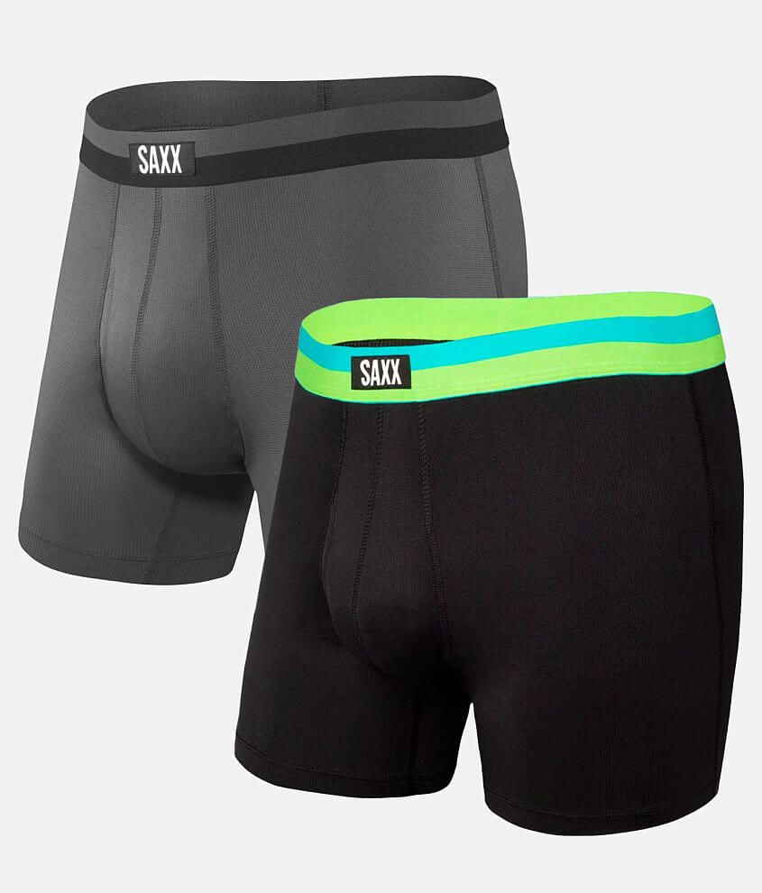 SAXX Sport Mesh 2 Pack Boxer Briefs - Men's Boxers in Black Lime ...