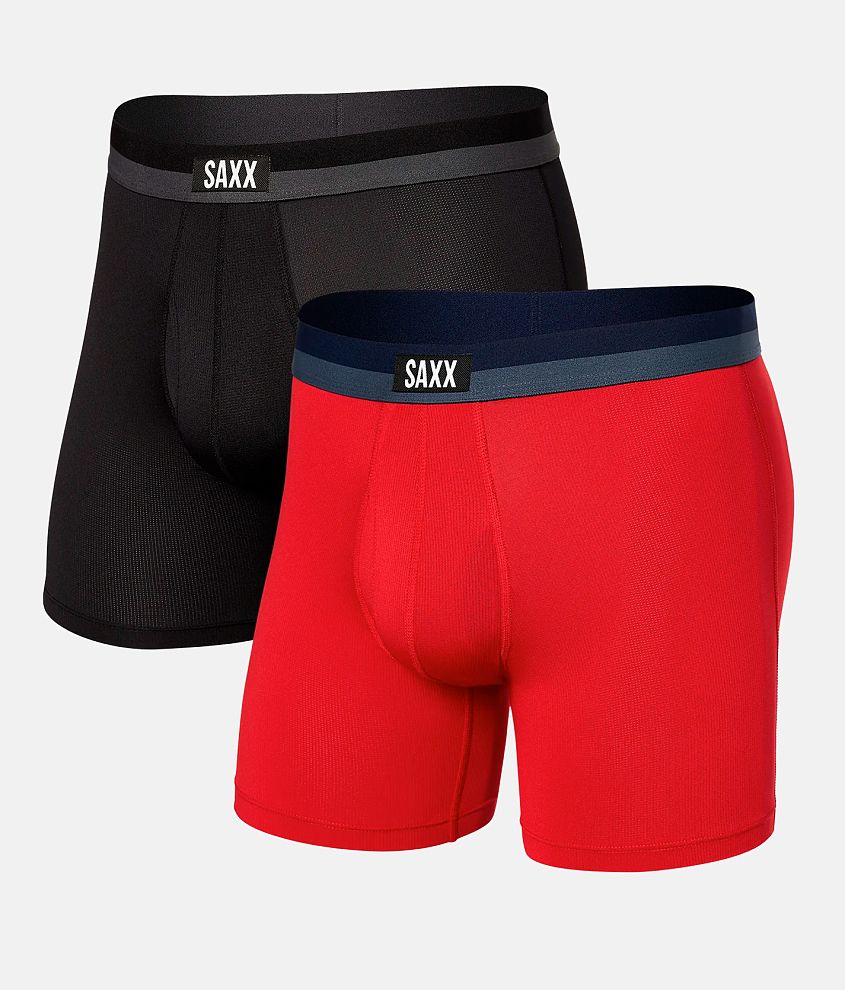 SAXX 2 Pack Sport Mesh Stretch Boxer Briefs - Men's Boxers in Cherry Black