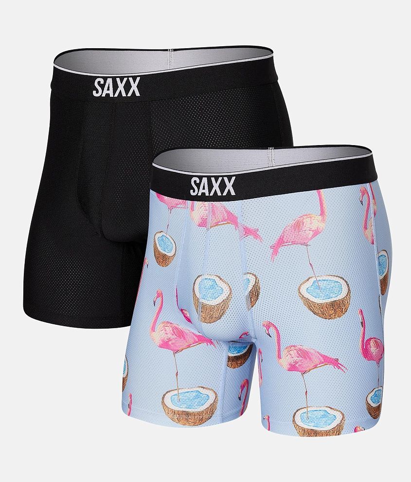 SAXX Volt 2 Pack Stretch Boxer Briefs - Men's Boxers in Flamingo Dream  Black