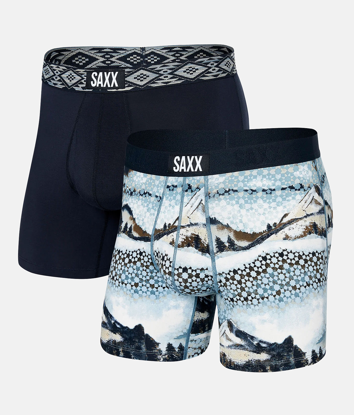 SAXX Ultra Super Soft 2 Pack Stretch Boxer Briefs - Men's Boxers in Foggy  Mountains Ink Asher