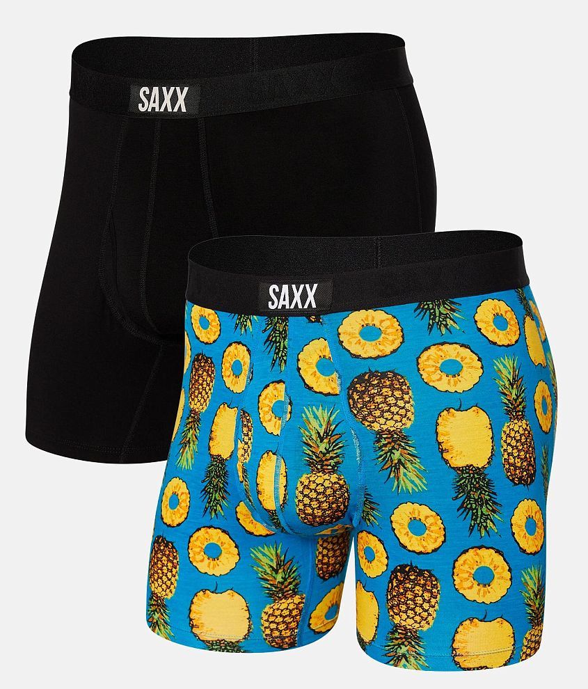 SAXX Ultra 2 Pack Stretch Boxer Briefs - Men's Boxers in Polka Pineapple  Black