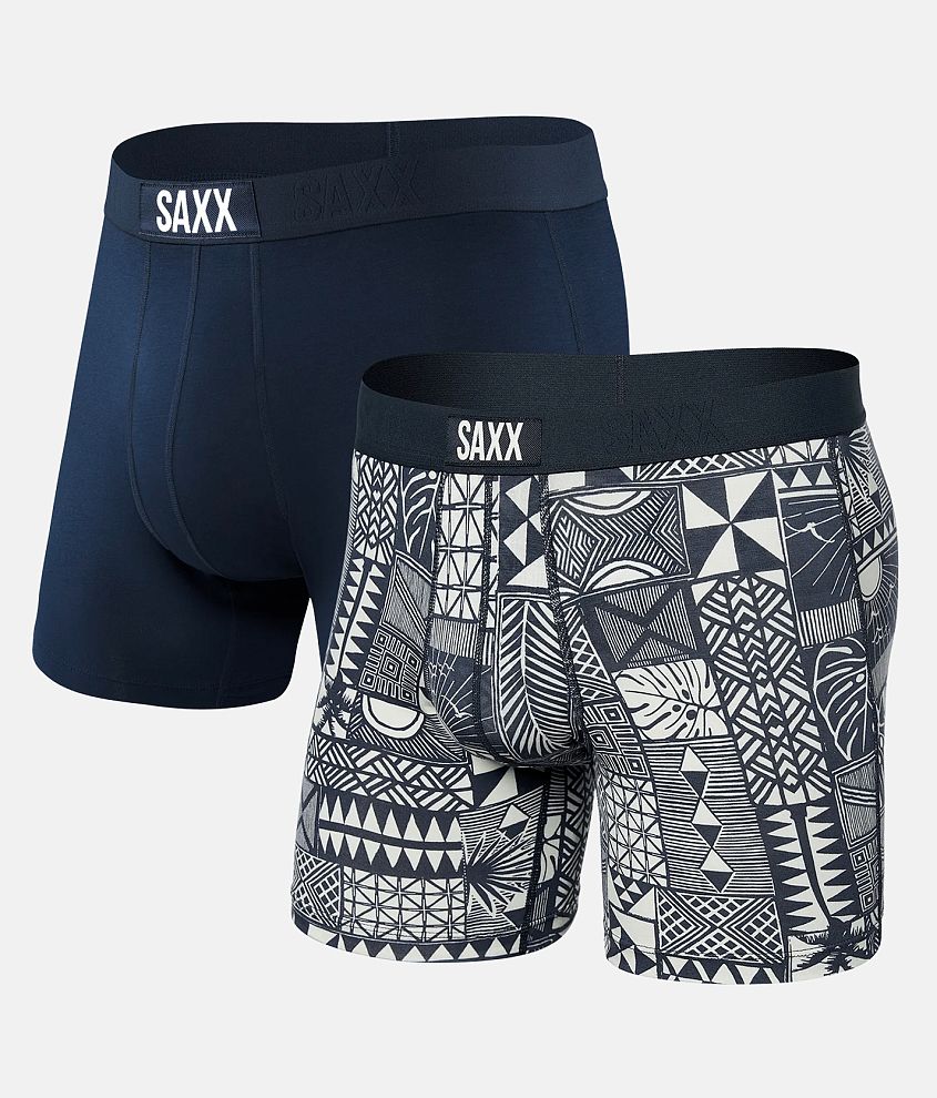 SAXX Vibe 2 Pack Stretch Boxer Briefs - Men's Boxers in Beachy Woodblocks  Navy