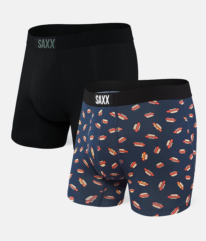 SAXX Vibe 2 Pack Stretch Boxer Briefs - Men's Boxers in Dog Black