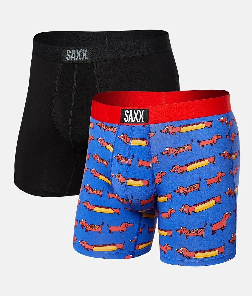 SAXX 2 Pack Vibe Stretch Boxer Briefs - Men's Boxers in Weiner Dog Blk