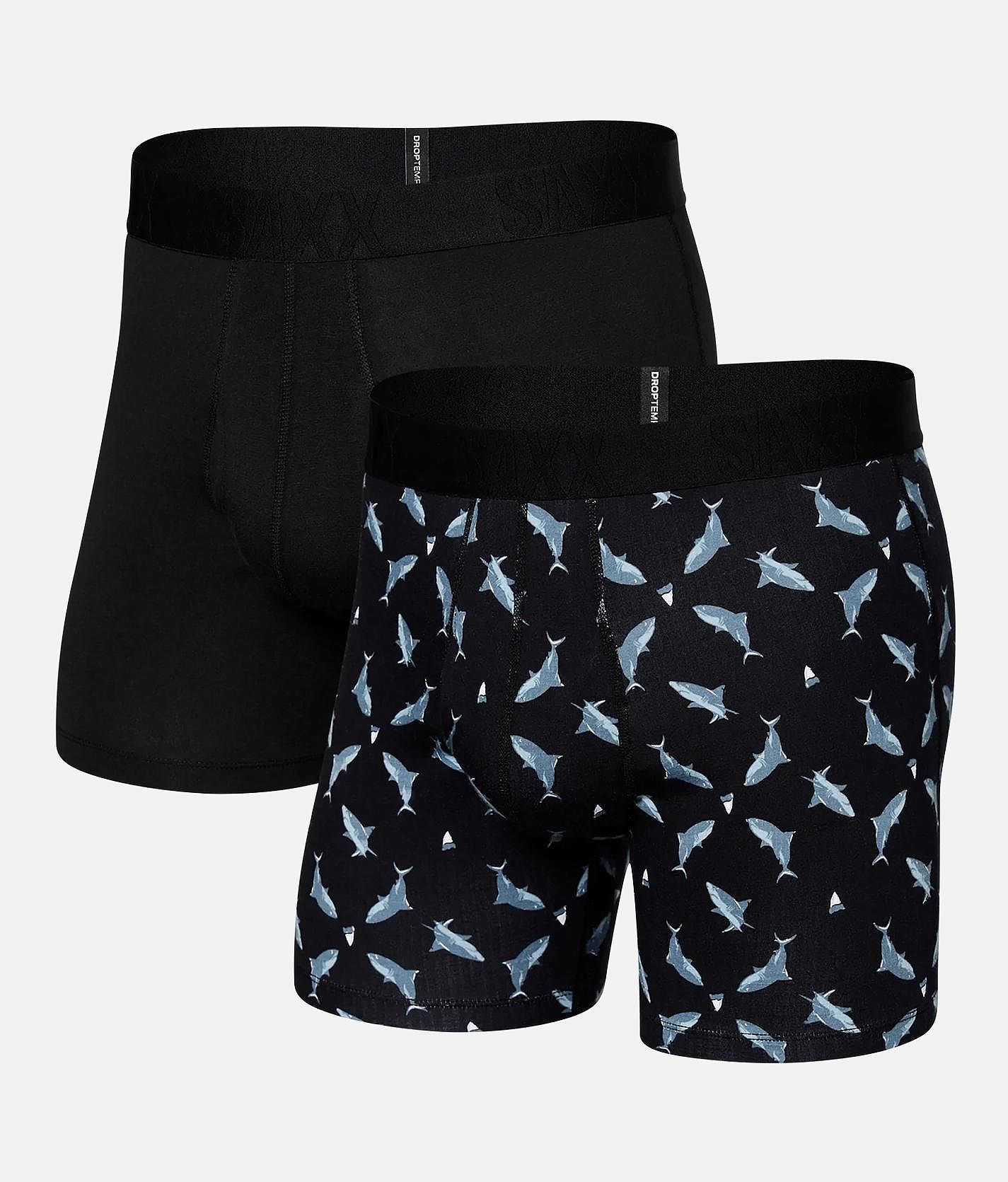 SAXX 2 Pack DropTemp™ Boxer Briefs - Men's Boxer Briefs in Shark Tooth Black | Buckle SAXX 2 Pack DropTemp™ Boxer Briefs - Men's Boxer Briefs in Shark Tooth Black | Buckle