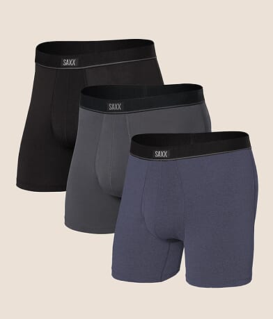 SAXX 3 Pack Essential Cotton Stretch Boxer Briefs front view