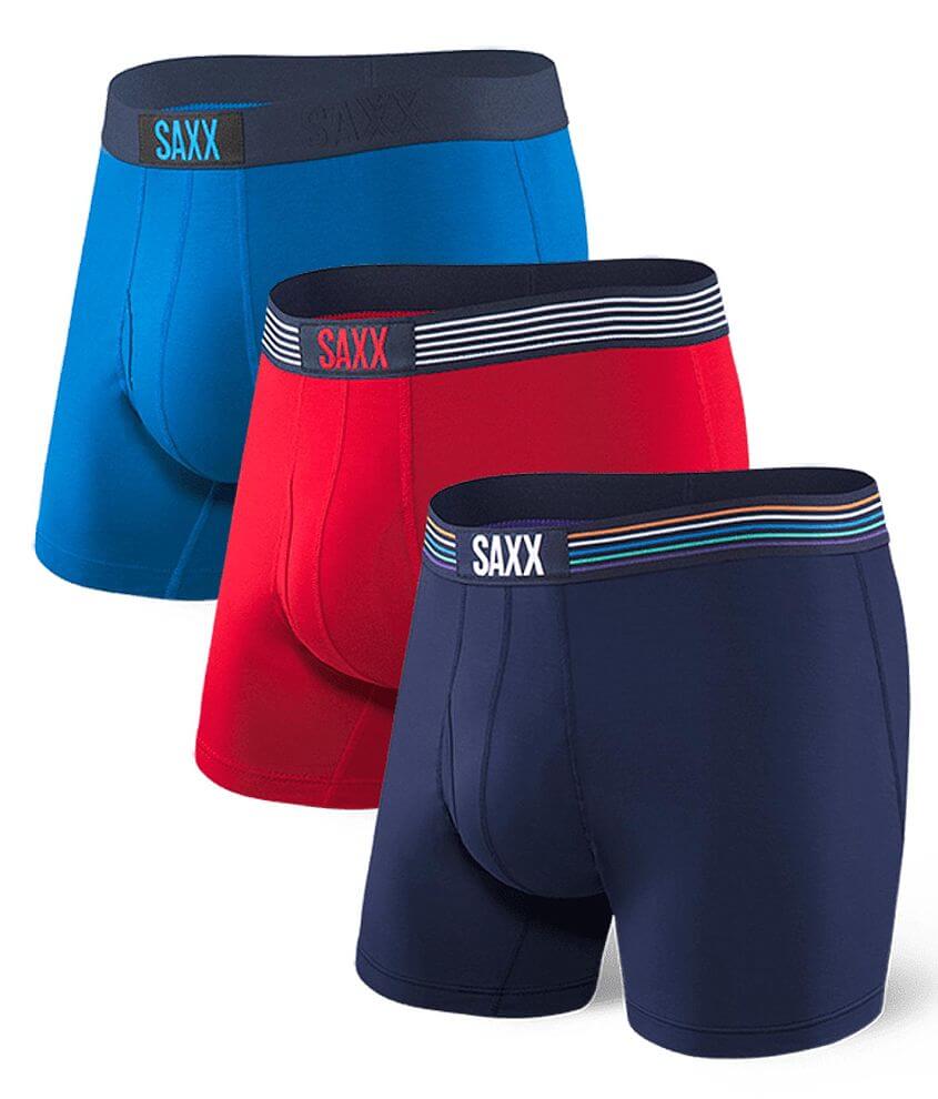 SAXX Ultra 3 Pack Stretch Boxer Briefs - Men's Boxers in Blue Navy Red ...