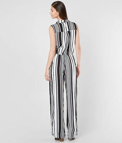 BeBop Striped Wide Leg Jumpsuit back view