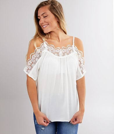 Gypsies &#38; Moondust Cold Shoulder Top full left side view