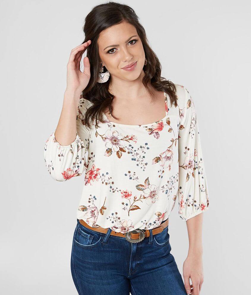 Daytrip Floral Knit Top front view