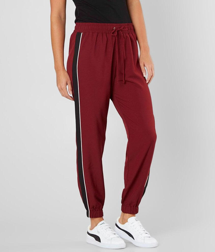 BeBop Side Stripe Jogger Pant - Women's Pants in Burgundy Black | Buckle