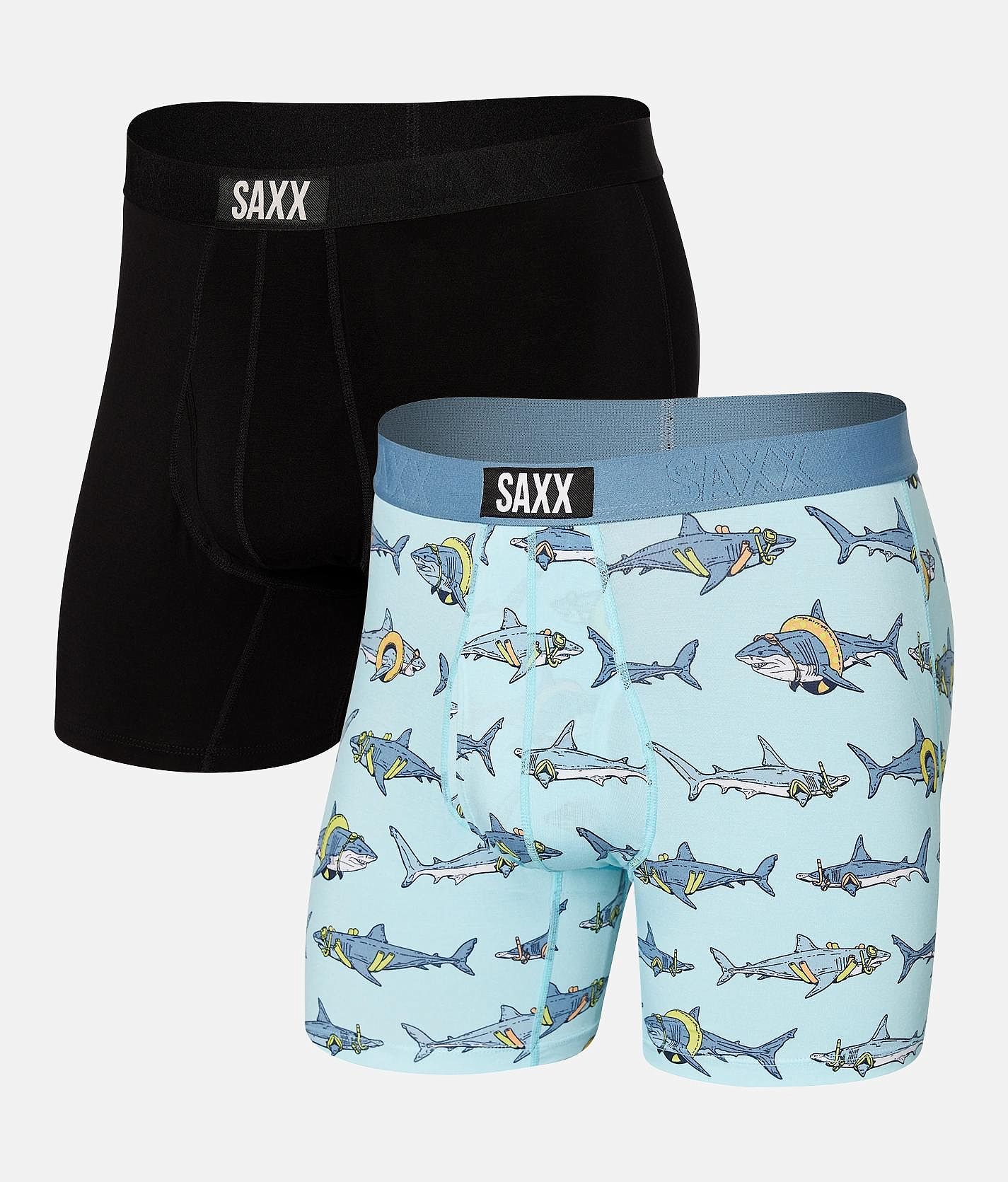 SAXX Ultra 2 Pack Stretch Boxer Briefs - Men's Boxers in Pool Shark Sea  Glass Blk