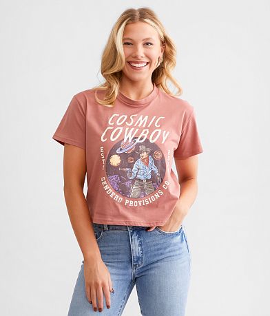 Sendero Provisions Co. Cosmic Cowboy Cropped T-Shirt front view