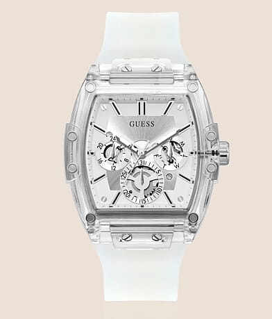 Guess Clear Silicone Watch front view