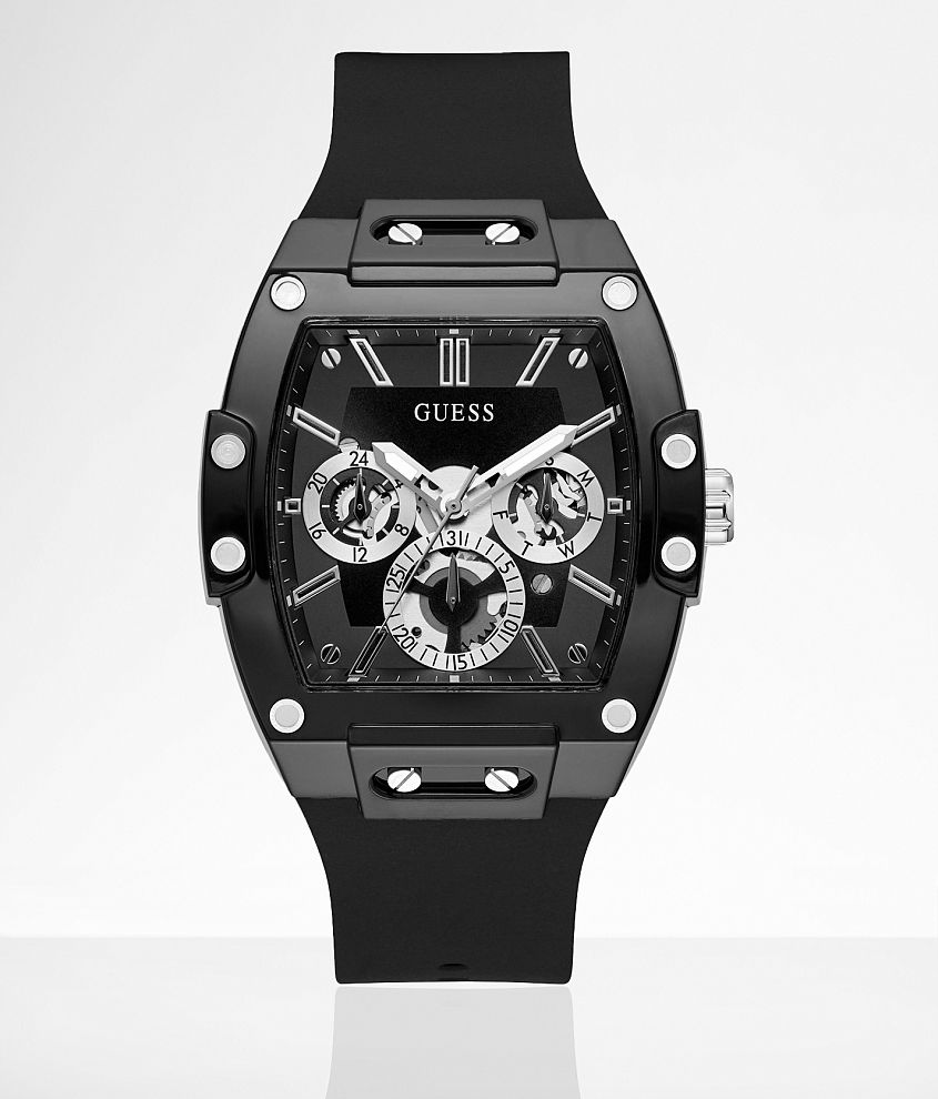 Guess Black Silicone Watch front view