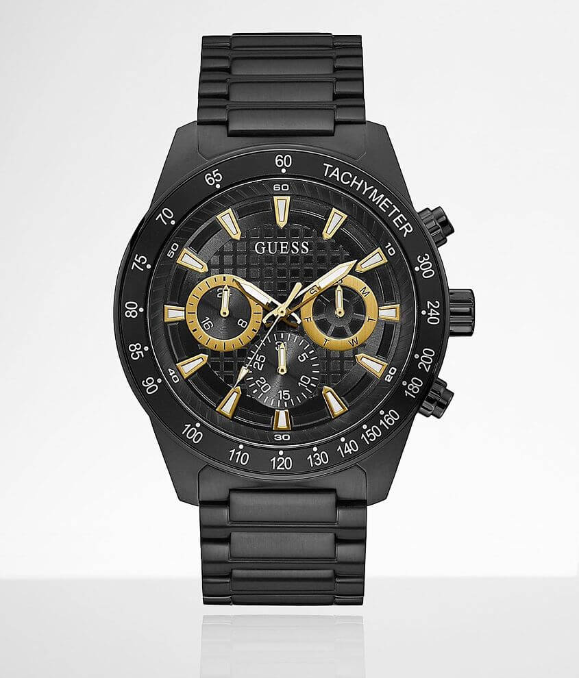 Guess Black Men\'s Black - Watch Watches Multi-Function | Buckle in