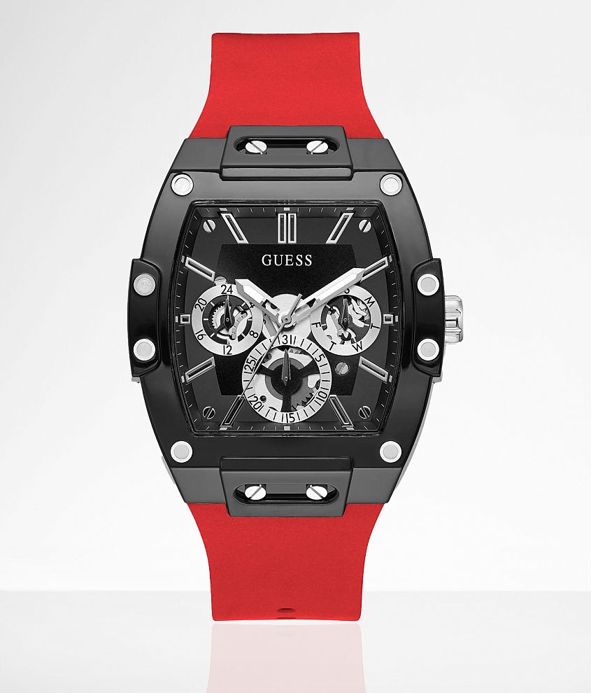 Guess Red Silicone Watch front view