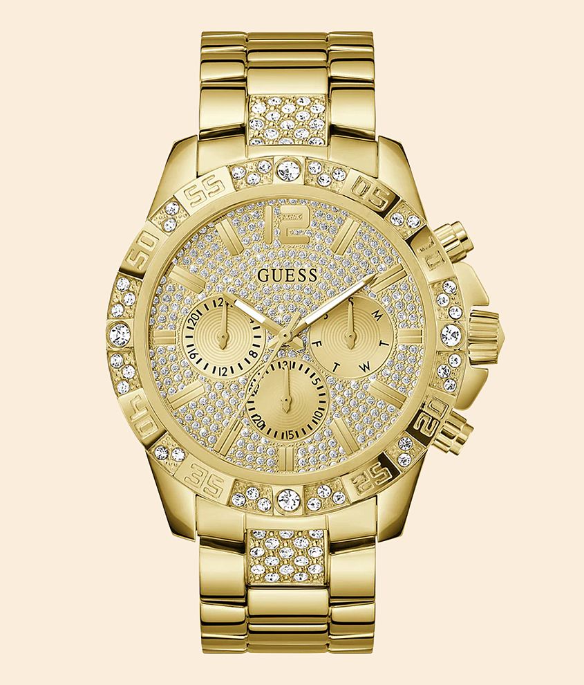 Guess Gold Tone Crystal Watch front view