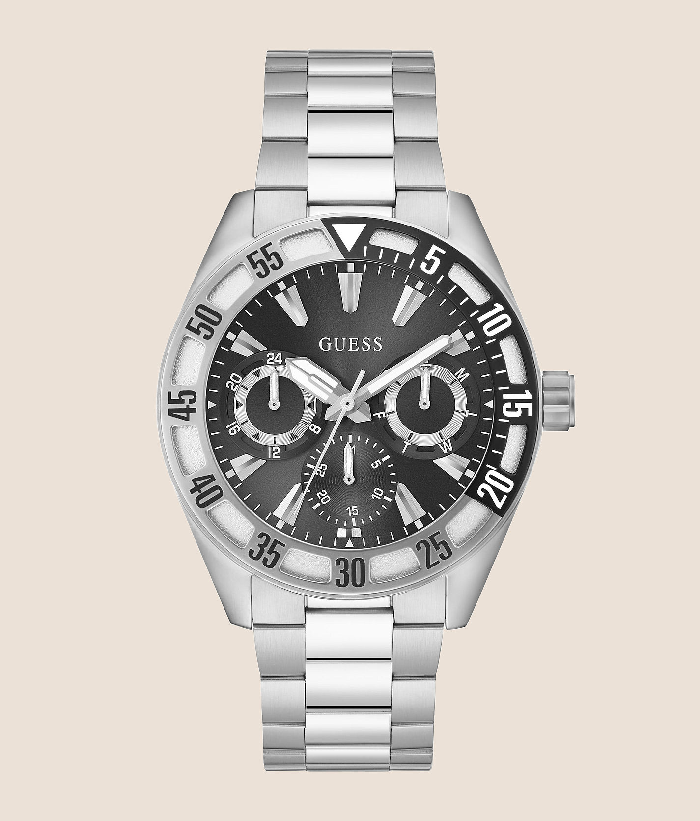 Guess Letterman Watch - Men's Watches in Silver | Buckle