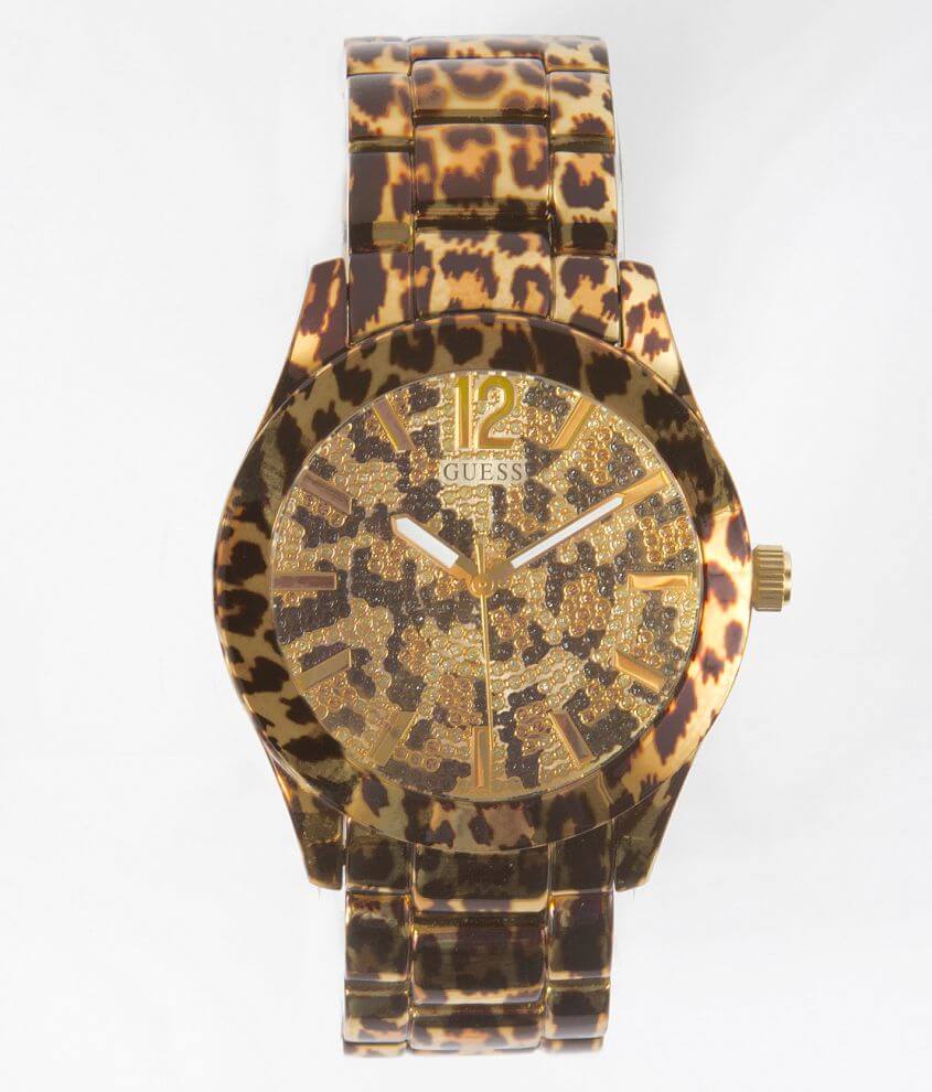 Guess Leopard Print Watch - Women's Watches in Gold | Buckle