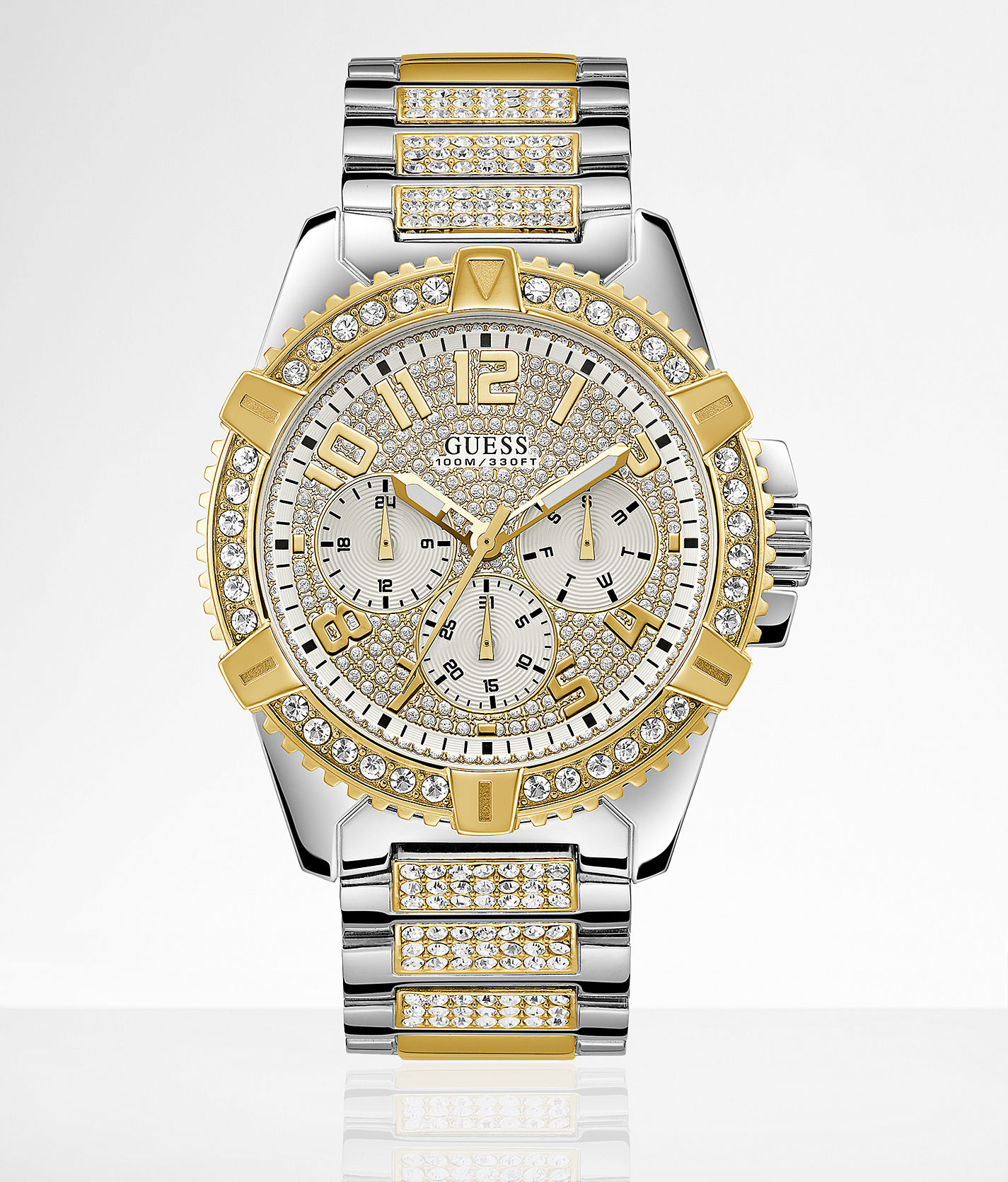 【GUESS】ダルトン Guess Rhinestone Watch - Men's Watches in Silver Gold | Buckle