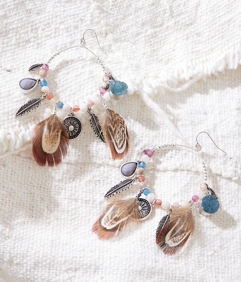 Sterling &#38; Stitch Boho Charm Drop Earring front view