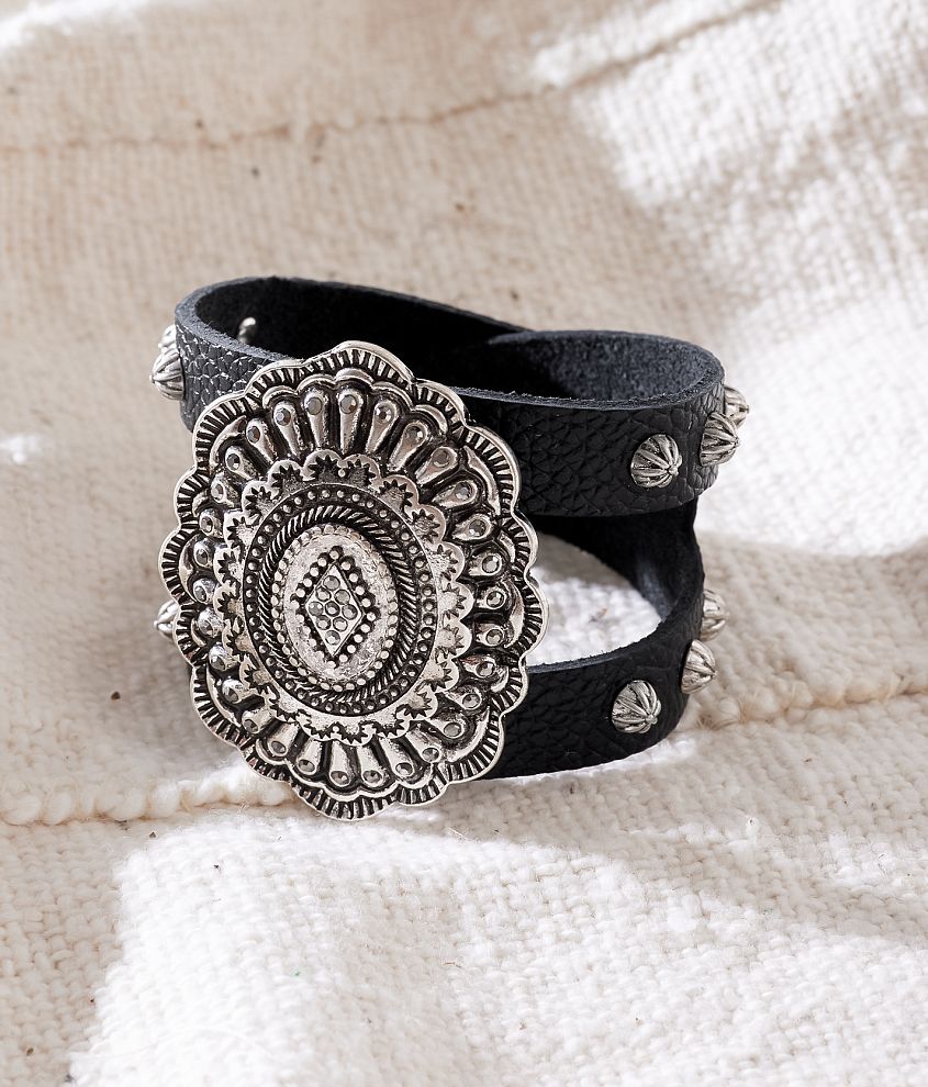 Sterling &#38; Stitch Studded Leather Bracelet front view