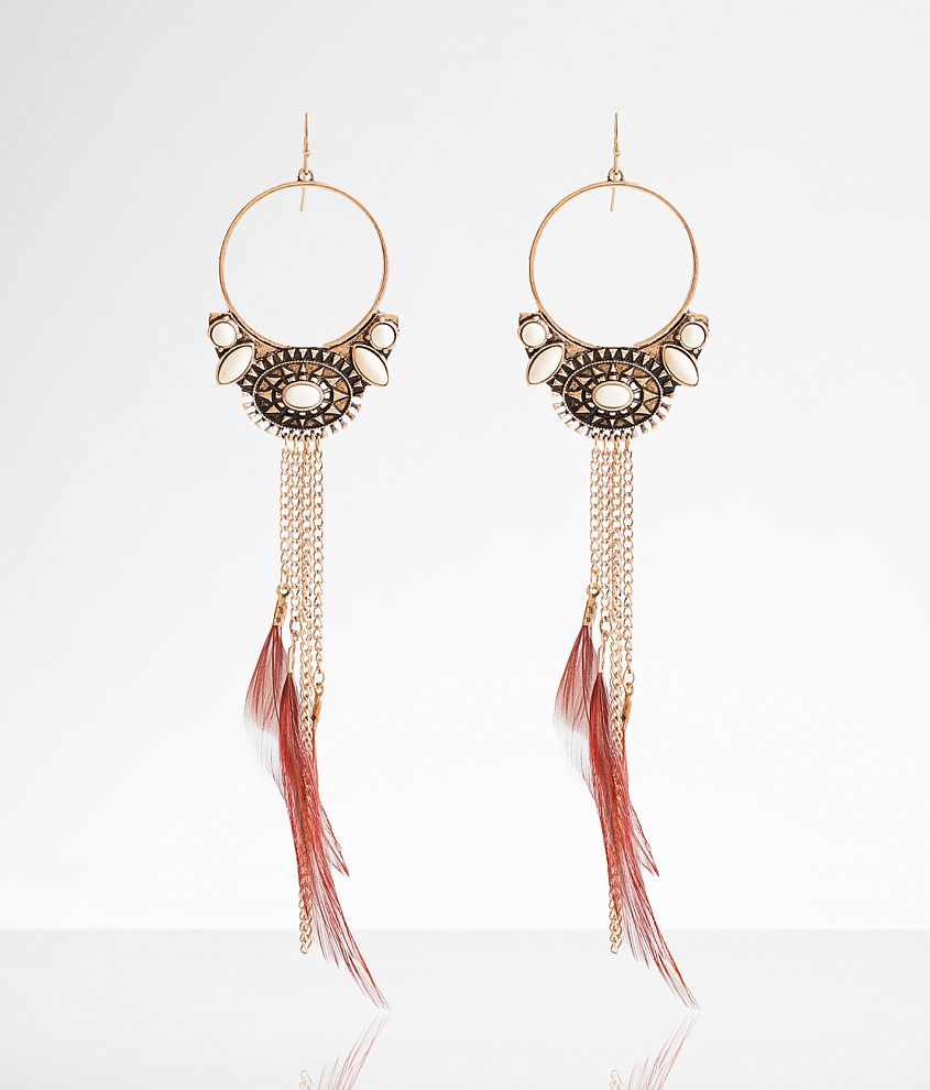 boutique by BKE Feather Fringe Drop Earring front view