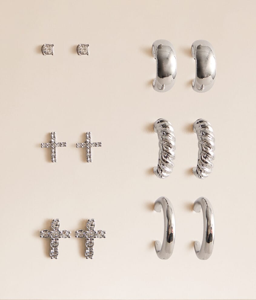 6 Pack Glitz Stud Earring Set