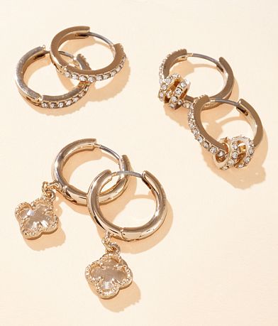 boutique by BKE 3 Pack Glitz Earring Set front view