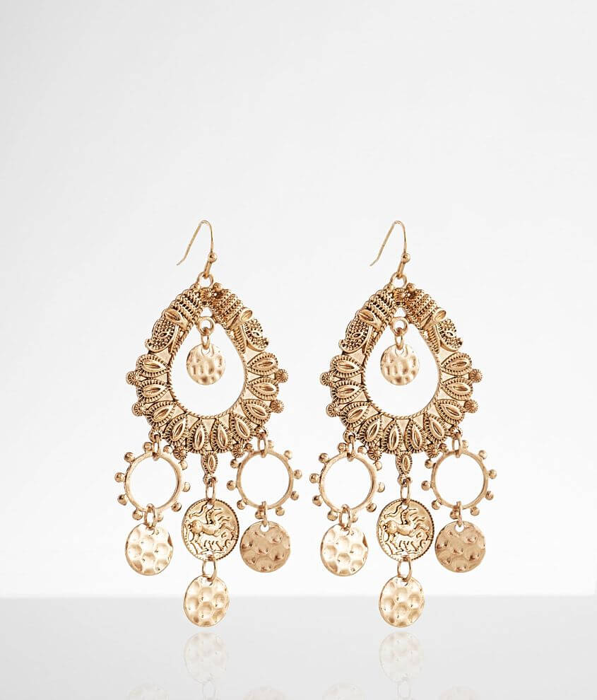 BKE Embossed Cut-Out Statement Earring front view