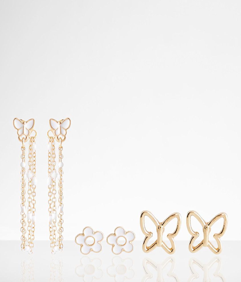 boutique by BKE 3 Pack Butterfly Earring Set front view