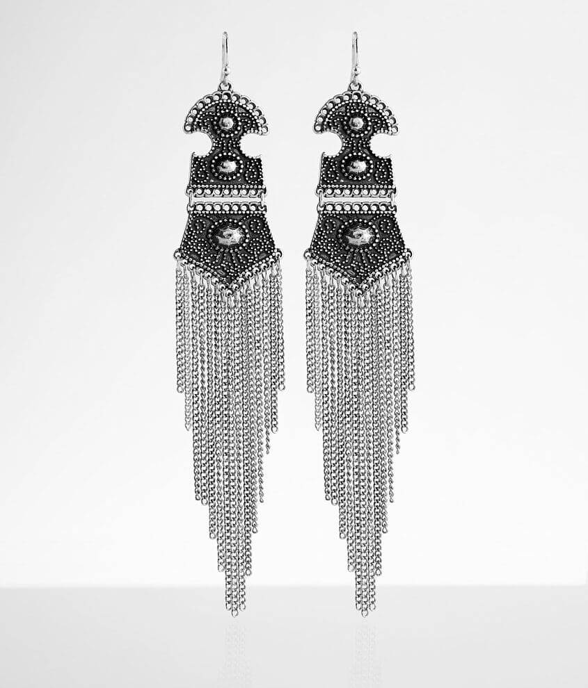 BKE Embossed Metal Statement Earring front view