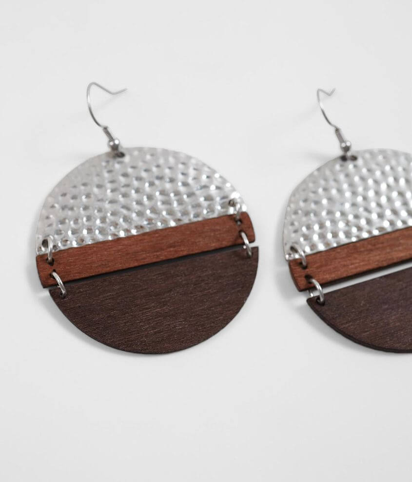 BKE Pieced Wood Earring front view