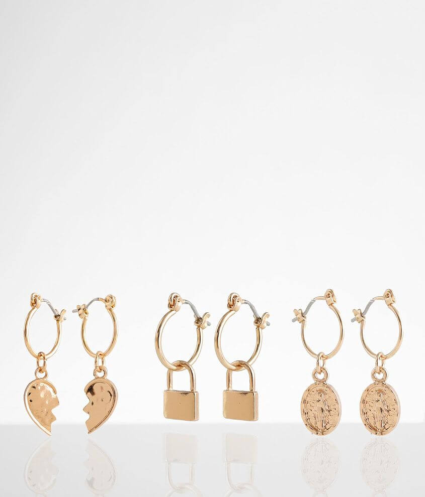 BKE 3 Pack Mini Hoop Earring Set - Women's Jewelry in Gold