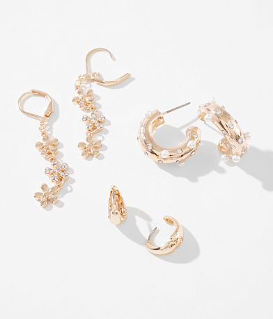 boutique by BKE 3 Pack Glam Earring Set front view