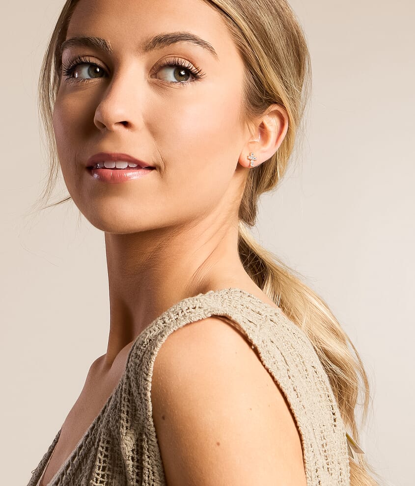 3 Pack Glitz Cross Earring Set