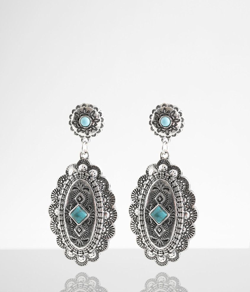 BKE Turquoise Statement Earring front view