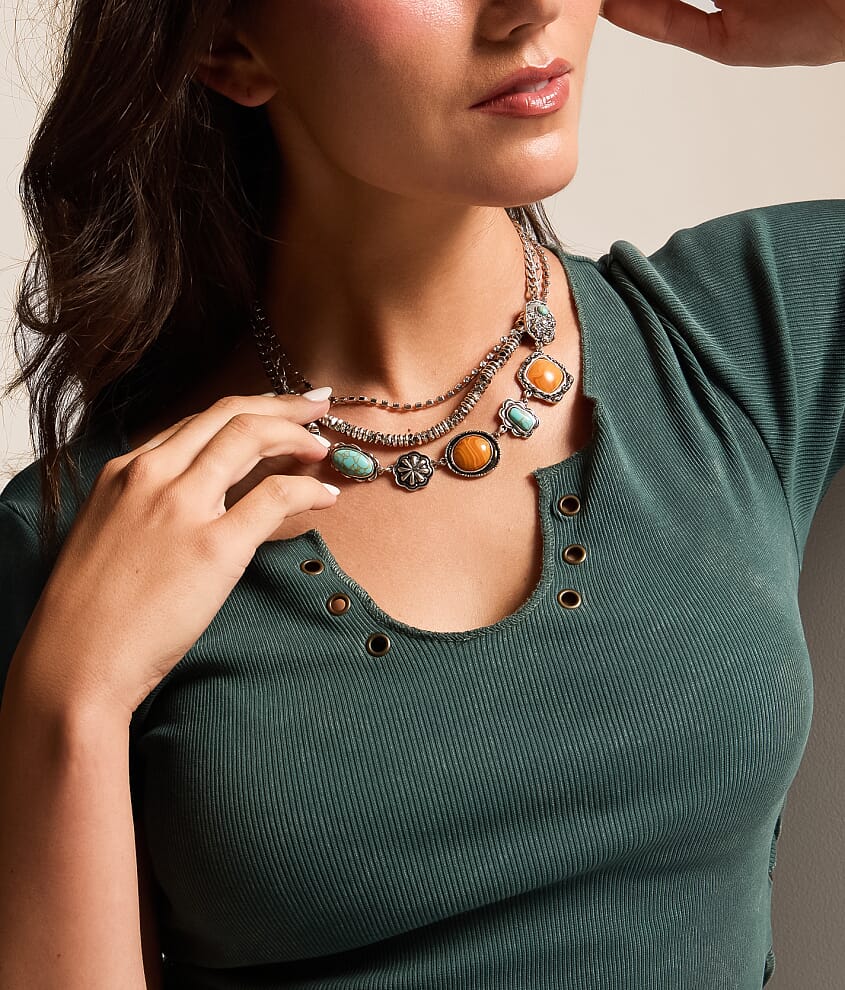 3 Pack Statement Stone Necklace Set