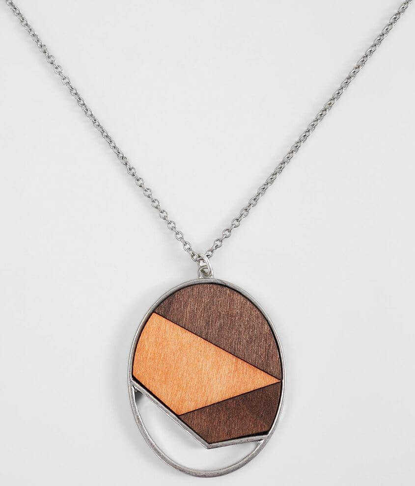BKE Wood Pendant Necklace front view