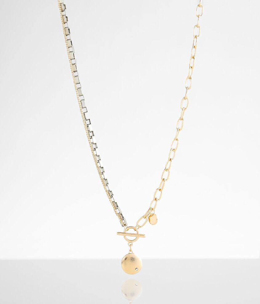 BKE Paperclip Chain Toggle Necklace Women s Jewelry in Silver