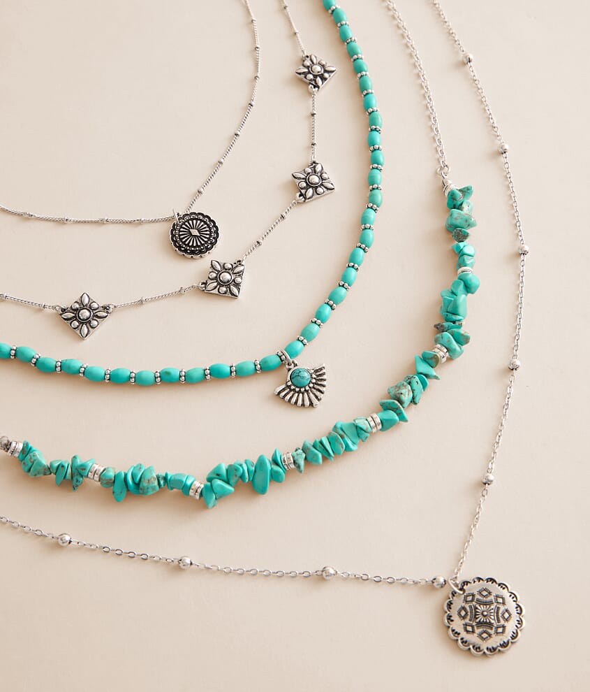 5 Pack Western Turquoise Necklace Set