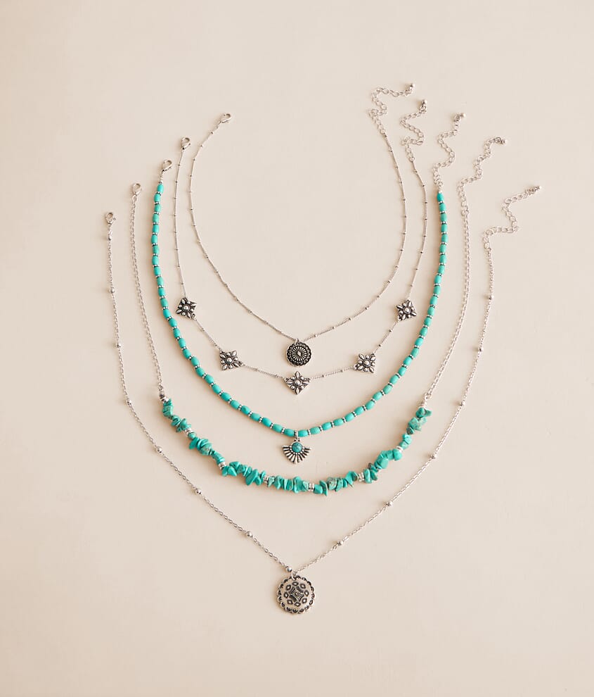 5 Pack Western Turquoise Necklace Set