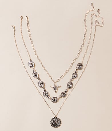 Sterling & Stitch 3 Pack Western Glitz Necklace Set front view