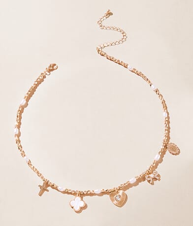 boutique by BKE Beaded Charm Necklace front view
