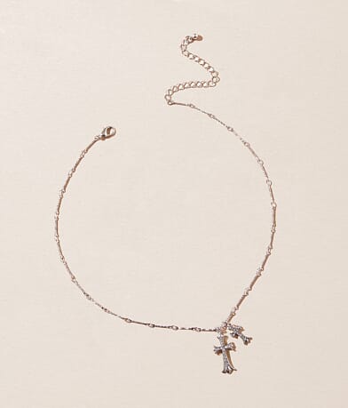 boutique by BKE Double Cross Pendant Necklace front view